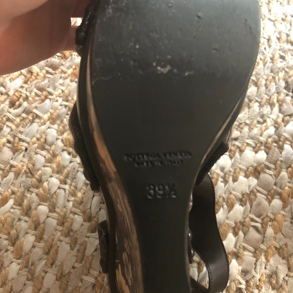 Bottega Veneta Wooden Platform Sandals size 39.5